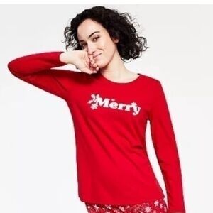 FAMILY PAJAMAS Matching Women's Merry Snowflake Mix It top, shirt, pullover L